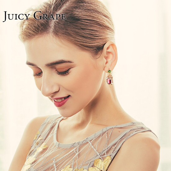 Juicy Grape Leopard Red Cristal Sexy Elegant Stud Earrings Women 2019 Enamel Gilded Fashion Trendy Animal Jewellery YSTE-39109