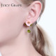 Juicy Grape Enamel Glaze Pink Resin Flower Earrings Green Leaf Glass Crystal Desensitization Copper Gilded  for Women YSTE-39120