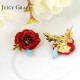 Juicy Grape Flower Series Enamel Glaze Peony Flower Earrings 925 Silver Needles Party Earring Luxury  Jewelry YSTE-39196