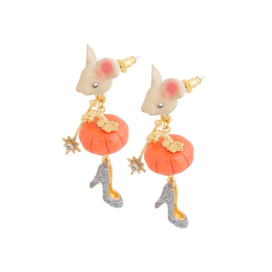 Juicy Grape 925 Silver Needle  Hand Painted Enamel Cute Mouse Stud Earrings Pumpkin Crystal Shoe For Women YSTE-39237