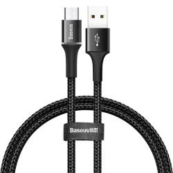 Baseus LED Lighting Micro USB Cable 3A Fast Charging Charger Microusb Cable For Samsung Xiaomi Android Mobile Phone Wire Cord 2m - Black, 50cm YSTE-39539