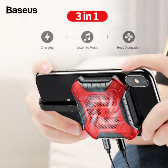 Baseus 3 in 1 Mobile Phone Cooler For iPhone X 8 7 6 6S Plus 5S SE Game Heat Sink Audio Radiator with Aux Charging Cable Adapter YSTE-39656