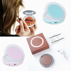 LED Lighted Mini Makeup Mirror with Magnifying Glass YSTE-4232