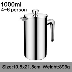 ROKENE Stainless Steel French Press Coffee Percolators Coffee Maker Double Walled Construction Coffee Press 3 Pieces Gifts - 1000ml YSTE-5880