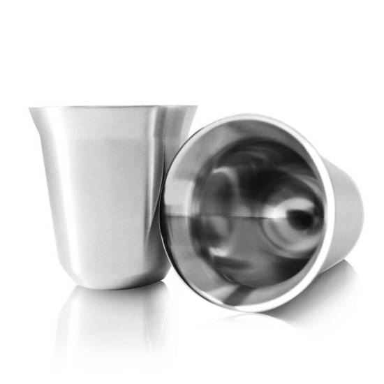 Espresso Mugs 80ml Set of 2 ,Stainless Steel Espresso Cups Set, Insulated Tea Coffee Mugs Double Wall Cups Dishwasher Safe - Silver YSTE-5999