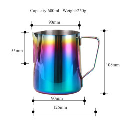 ROKENE Stainless Steel Pitcher Colorful Milk frothing jug Espresso Coffee Pitcher Barista Craft Milk Frothing Jug Mugs 350 600ml - 600ml YSTE-6075