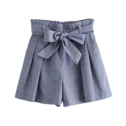 Vadim women chic solid shorts bow tie sashes pockets elastic paperbag waist female elegant shorts pantalones cortos SA125 - as picture, XS, China YSTE-7892