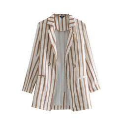 Vadim women elegant stylish striped blazer back split long sleeve buttons pockets decorate female office wear brand coats CA434 - as picture, S, China YSTE-8892