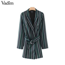 Vadim women chic striped playsuits bow tie sashes Notched collar office lady wear jumpsuits slim causal brand rompers KZ1128 - as picture, L YSTE-9117